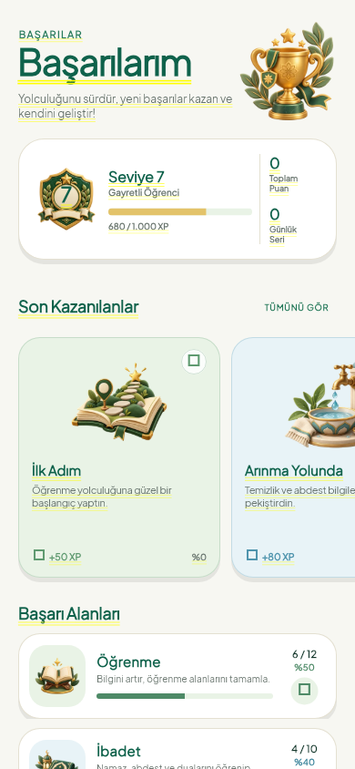 Külliya başarımlar ekranı